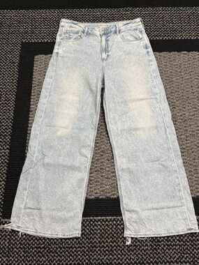 American Eagle Super High Rise Baggy Wide Leg Jeans Women’s 12 Distressed Casual